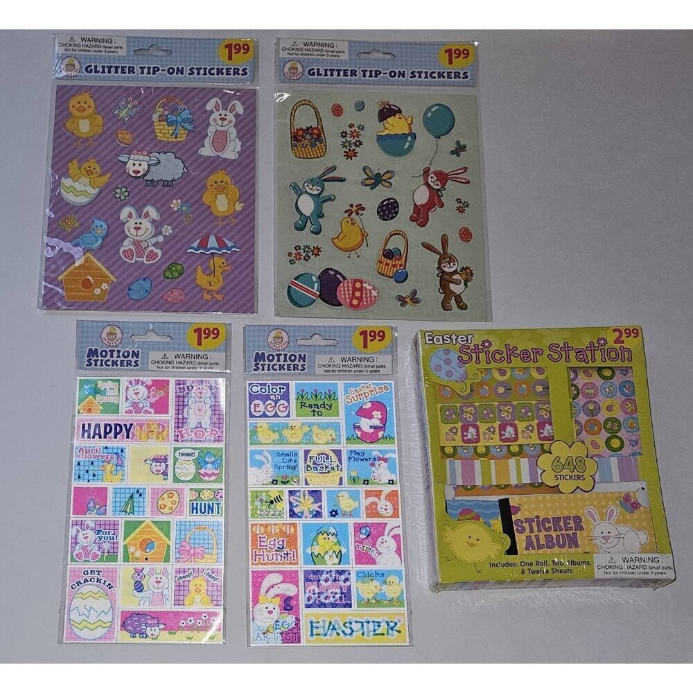 5 pkgs Easter Stickers Lot Prizes Lenticular Motion 3D (700+ Stickers Total)